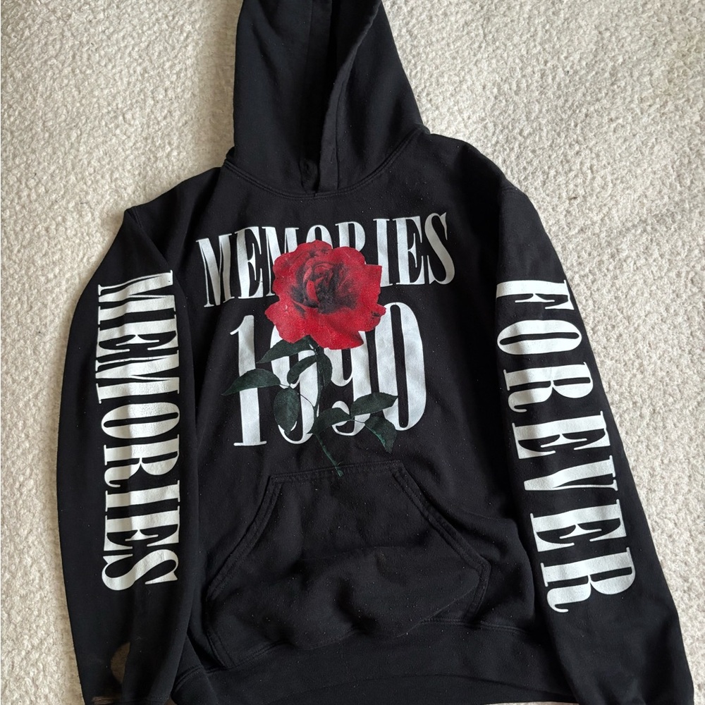 PacSun Black Hoodie with Red Rose Graphic